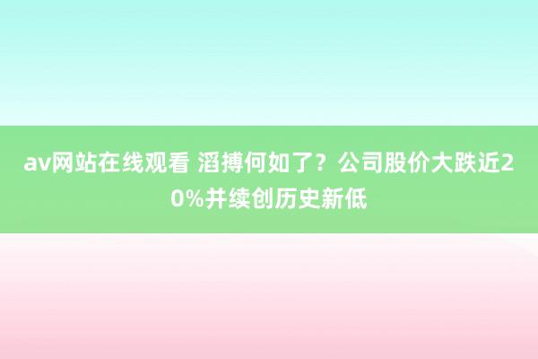 av网站在线观看 滔搏何如了？公司股价大跌近20%并续创历史新低