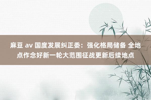 麻豆 av 国度发展纠正委：强化格局储备 全地点作念好新一轮大范围征战更新后续地点
