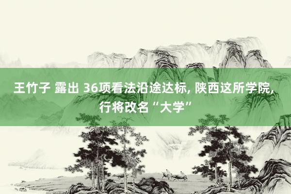王竹子 露出 36项看法沿途达标， 陕西这所学院， 行将改名“大学”