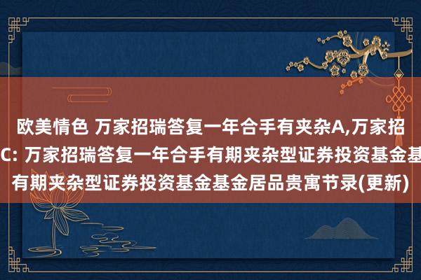 欧美情色 万家招瑞答复一年合手有夹杂A,万家招瑞答复一年合手有夹杂C: 万家招瑞答复一年合手有期夹杂型证券投资基金基金居品贵寓节录(更新)