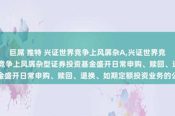 巨屌 推特 兴证世界竞争上风羼杂A,兴证世界竞争上风羼杂C: 兴证世界竞争上风羼杂型证券投资基金盛开日常申购、赎回、退换、如期定额投资业务的公告
