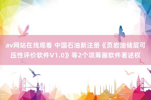 av网站在线观看 中国石油新注册《页岩油储层可压性评价软件V1.0》等2个项筹画软件著述权