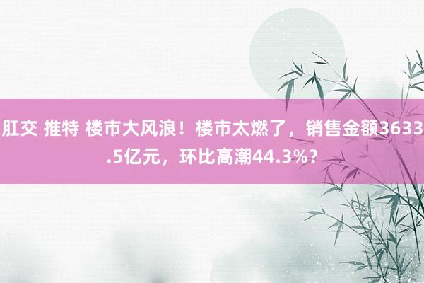 肛交 推特 楼市大风浪！楼市太燃了，销售金额3633.5亿元，环比高潮44.3%？