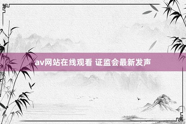 av网站在线观看 证监会最新发声