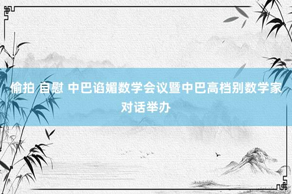 偷拍 自慰 中巴谄媚数学会议暨中巴高档别数学家对话举办