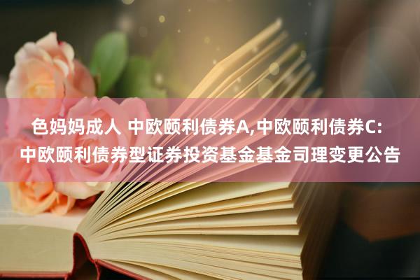 色妈妈成人 中欧颐利债券A,中欧颐利债券C: 中欧颐利债券型证券投资基金基金司理变更公告