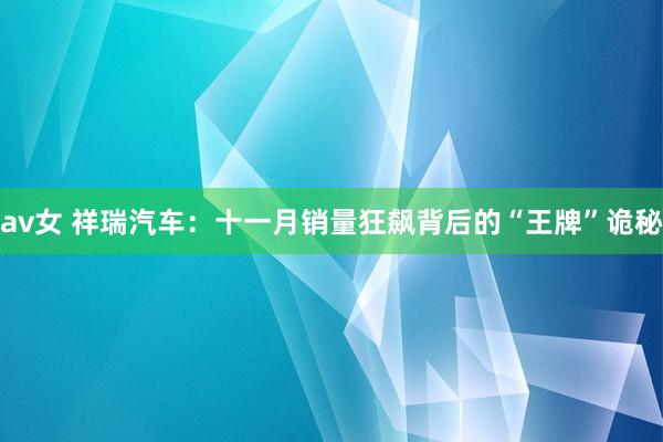 av女 祥瑞汽车：十一月销量狂飙背后的“王牌”诡秘