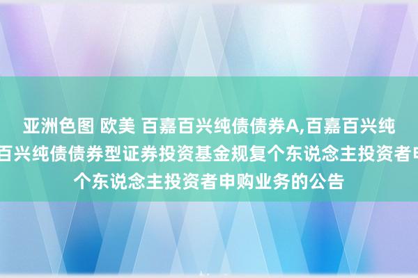 亚洲色图 欧美 百嘉百兴纯债债券A,百嘉百兴纯债债券C: 百嘉百兴纯债债券型证券投资基金规复个东说念主投资者申购业务的公告
