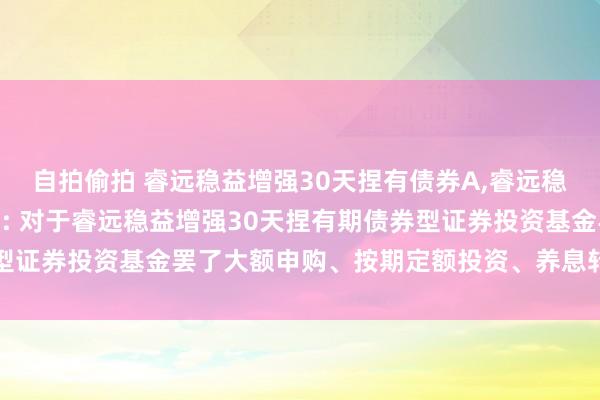 自拍偷拍 睿远稳益增强30天捏有债券A,睿远稳益增强30天捏有债券C: 对于睿远稳益增强30天捏有期债券型证券投资基金罢了大额申购、按期定额投资、养息转入业务的公告