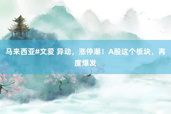 马来西亚#文爱 异动，涨停潮！A股这个板块，再度爆发