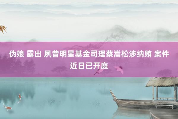 伪娘 露出 夙昔明星基金司理蔡嵩松涉纳贿 案件近日已开庭