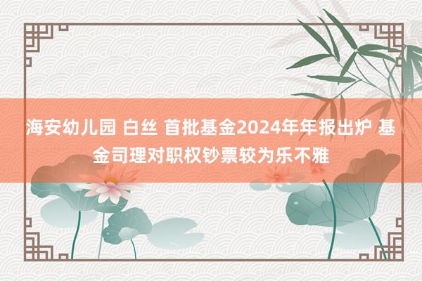 海安幼儿园 白丝 首批基金2024年年报出炉 基金司理对职权钞票较为乐不雅