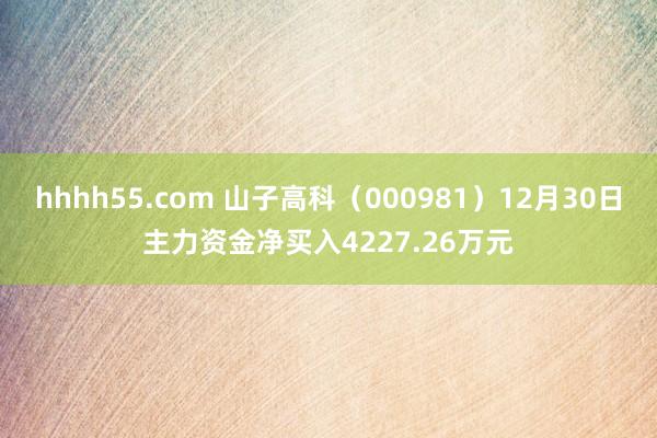 hhhh55.com 山子高科（000981）12月30日主力资金净买入4227.26万元