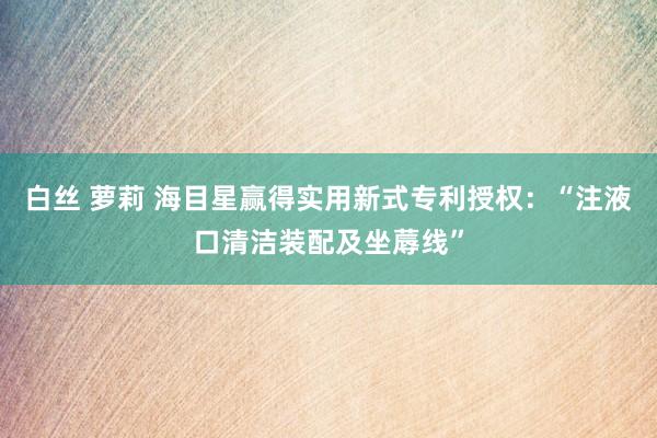 白丝 萝莉 海目星赢得实用新式专利授权：“注液口清洁装配及坐蓐线”