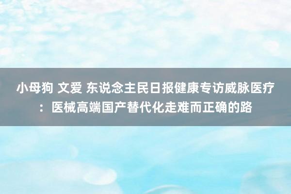 小母狗 文爱 东说念主民日报健康专访威脉医疗：医械高端国产替代化走难而正确的路