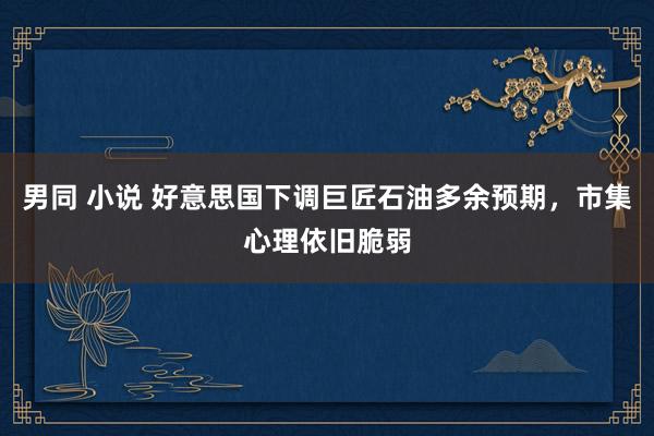 男同 小说 好意思国下调巨匠石油多余预期，市集心理依旧脆弱