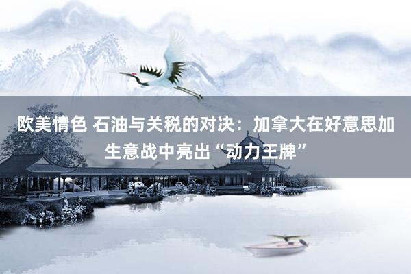 欧美情色 石油与关税的对决：加拿大在好意思加生意战中亮出“动力王牌”