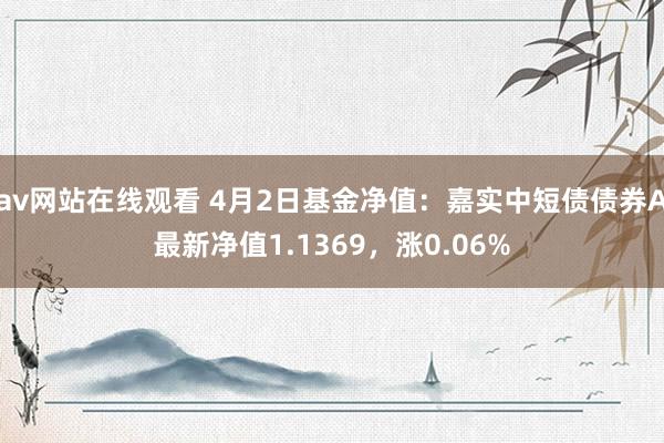 av网站在线观看 4月2日基金净值：嘉实中短债债券A最新净值1.1369，涨0.06%