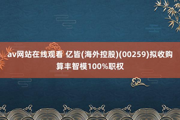 av网站在线观看 亿皆(海外控股)(00259)拟收购算丰智模100%职权
