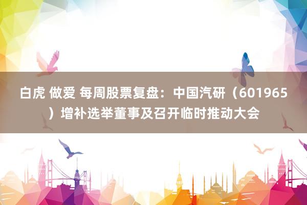 白虎 做爱 每周股票复盘：中国汽研（601965）增补选举董事及召开临时推动大会