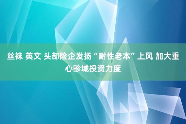 丝袜 英文 头部险企发扬“耐性老本”上风 加大重心畛域投资力度