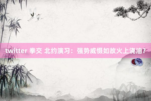 twitter 拳交 北约演习：强势威慑如故火上浇油？