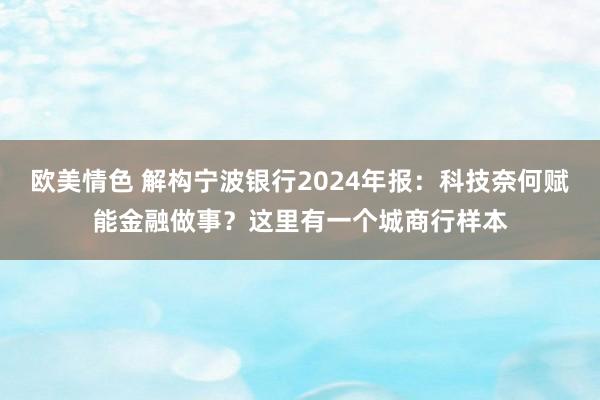 欧美情色 解构宁波银行2024年报：科技奈何赋能金融做事？这里有一个城商行样本