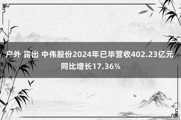 户外 露出 中伟股份2024年已毕营收402.23亿元 同比增长17.36%