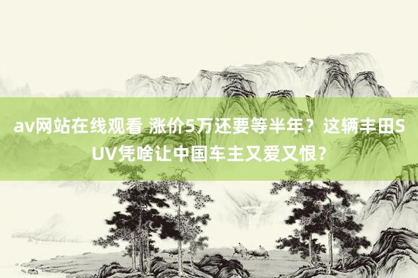 av网站在线观看 涨价5万还要等半年？这辆丰田SUV凭啥让中国车主又爱又恨？