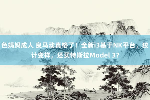 色妈妈成人 良马动真格了！全新i3基于NK平台，狡计变样，还买特斯拉Model 3？