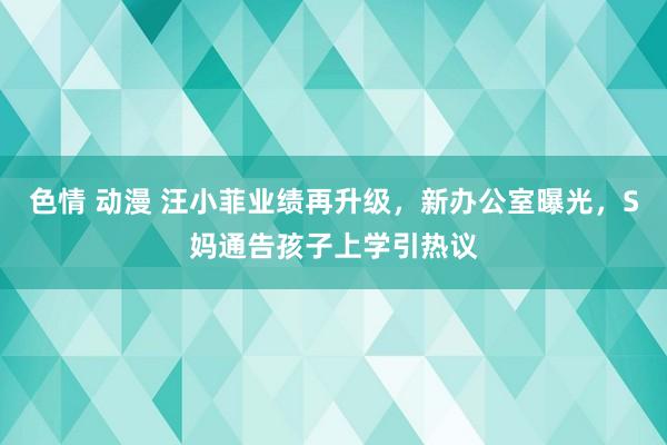 色情 动漫 汪小菲业绩再升级，新办公室曝光，S妈通告孩子上学引热议