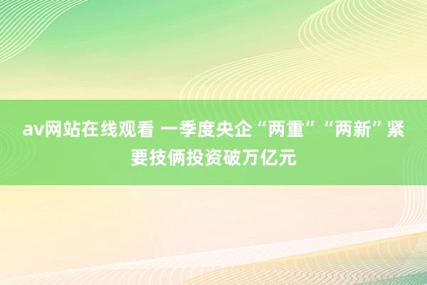 av网站在线观看 一季度央企“两重”“两新”紧要技俩投资破万亿元