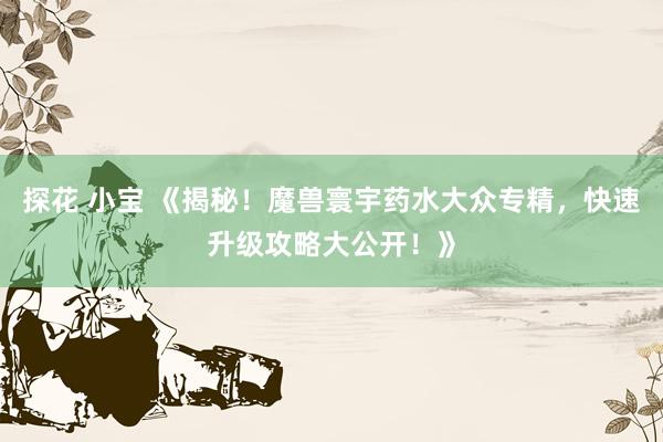 探花 小宝 《揭秘！魔兽寰宇药水大众专精，快速升级攻略大公开！》