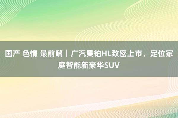 国产 色情 最前哨｜广汽昊铂HL致密上市，定位家庭智能新豪华SUV