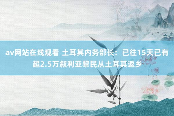 av网站在线观看 土耳其内务部长：已往15天已有超2.5万叙利亚黎民从土耳其返乡